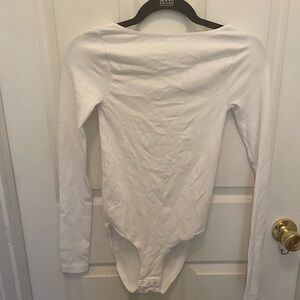 Free People Cream Long Sleeve Bodysuit